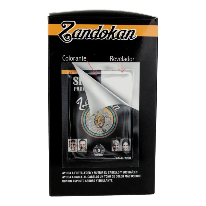 Zandokan Tinte Cubre Canas Negro, 10 Sobres De 25 Ml