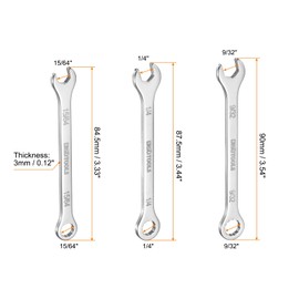 HARFINGTON Thin Combination Wrench Set 15/64" 1/4" 9/32" 30Cr13 Stainless Steel Mini Combination Spanner with Offset 12-Point Box End and 15° Angled Open End for Auto Repairs