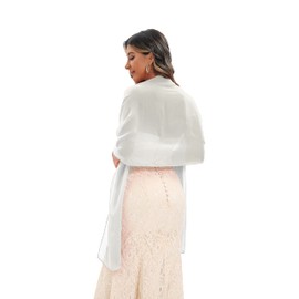 Bisdasdm Women's Scarf Shawls and Wraps for Evening Dress Chiffon Shawl Soft Elegant Pashmina Wedding Bridal Scarves - White