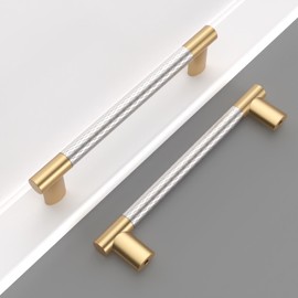 Coinkoly 10 Pack 10 Inch(254mm) Gold and Brush Satin Nickel Cabinet Pulls Knurled Kitchen Cabinet Handles Drawer Pulls Hardware for Cabinets Cupboard Bathroom