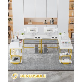 Teraves Reversible L Shaped Desk with Large Surface, 69 Inch Sturdy Corner Desk with Storage Shelves, Premium Office Computer Desk Workstation for Home Office Gaming