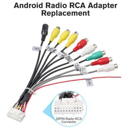 Zenoruslky Android Radio RCA Cable 20 Pin RCA Harness Assembly Car Stereo Audio Video RCA Adapter Wiring Harness Kit with 9 RCA Plug Connector