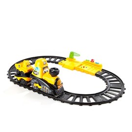 CAT Construction Toys, Power Track Friends Preschool Train Set, 8 Pieces of Easy-to-Assemble Track, Light & Sounds, Motorized Train & Car Carrier, Develops Fine Motor Skills