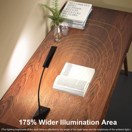 MONGERY LED Desk Lamp Eye-Caring Table Lamps with USB Charging Port,7 Brightness Levels & 5 Color Modes,Touch Control and Memory Function, Flexible Gooseneck Reading Lamp for Home Office, Black