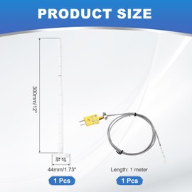 QUARKZMAN 12 Inch K-Type Ceramic Burning Furnace Thermocouple Sensor Probe for Muffle Furnace, with 3.3 ft Thermocouple Wire, High Temperature 1100 °C 3 x 300 mm