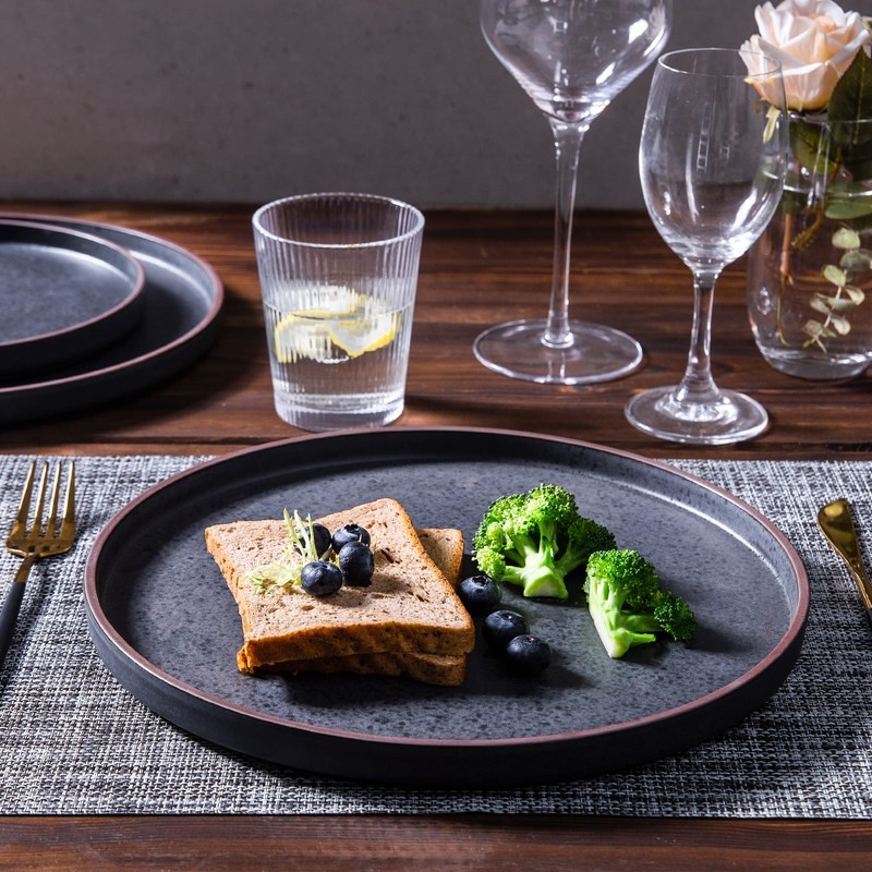 LERATIO Dinner Plates,Ceramic Dinner Plates Set of 6,10.75 inch Large