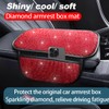 Sandfren Bling Car Center Console Cover, Crystal Rhinestone Vehicle Armrest