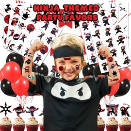 96 PCS Ninja Martial Arts Warriors Pre-Cut Temporary Tattoos for Kids | Super Cute Ninja Themed Birthday Party Favors, Supplies, Decorations, Fake Tattoo Stickers, School Rewards & Gifts Boys & Girls