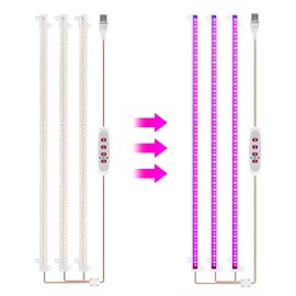 YUNFANG LED Plant Grow Light Strips 6.2W 63+63LED 22.7lm Bright Grow Lamp with 8H/12H/16H Timer 5 Dimmable Brightness Growth Light for Green House Hydroponics Succulent 3 Bars