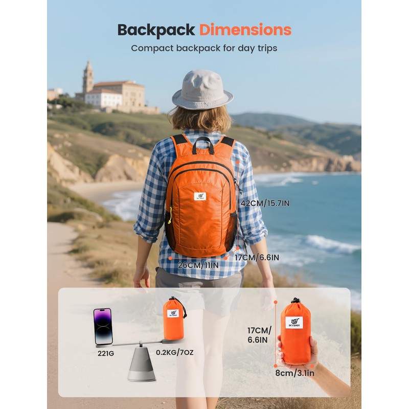 SKYSPER ISHELL16 Flatbar Lightweight Hiking Backpack with RFID Security Daypack