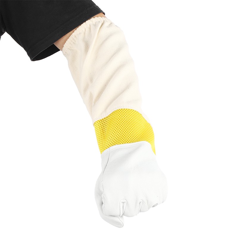 Pair of Beekeeping Protective Gloves with Long Mesh Sleeve Unisex