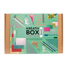 folia 937 Creative Box "Glitter Mix", over 900 Pieces, Glittering, Colourful Material Mix for Imaginative and Creative Crafts, Decorating and Decorating