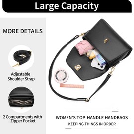 GOIACII Crossbody Bags for Women Top Handle Handbags Ladies Purses Leather Satchel Black