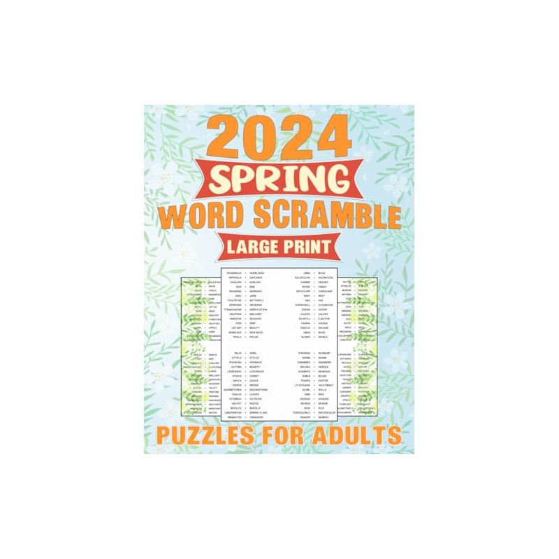 2024 Spring Word Scramble Puzzles For Adults Large Print