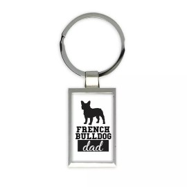 Gift Keychain : French Bulldog DAD Dog Silhouette Cup Funny Pet Animal Father