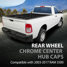 G-PLUS 2PCS Chrome Wheel Center Caps Fit for 2003-2017 Dodge Ram 3500 1-Ton Dually 8-Lug 5 Slot 17" Steel Rear Wheels