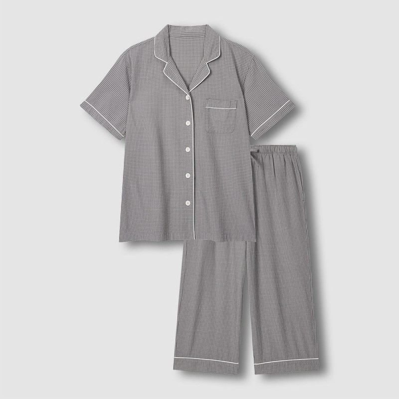 JAJU [JAJU] Men's/Women's Cotton Rayon Seersucker 7-part Pajama Set