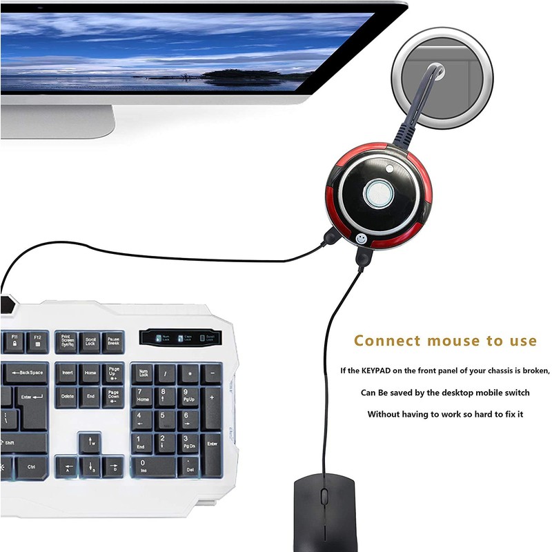 XMSJSIY PC Switch External PC Power Button, Desktop PC Power