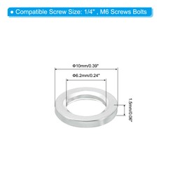 PATIKIL M6 Aluminium Spacers, Pack of 10 Metal Spacers, Aluminium 6.2 mm ID x 10 mm OD x 1.5 mm L Screw Stand, Round for 1/4" or M6 Screw Bolts