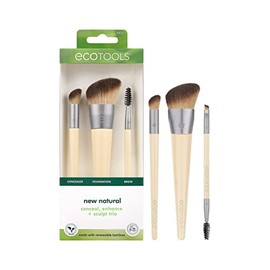 Nuevo trío natural para corregir, realzar y esculpir, brochas de maquillaje para base, corrector y cejas, cerdas densas y sintéticas para esculpir el rostro, veganas y sin crueldad animal, juego de