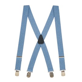 Suspender Store Denim Elastic Suspenders - 1.5-Inch Wide Elastic - X-Back - Small Pin Clip - 4 Sizes Including Big & Tall