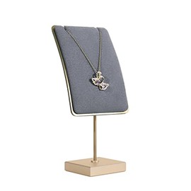 Porta-collares gris pequeño estante de joyas, Estante de exposición de collares de terciopelo para la venta, Organizador de metal para collares y aret