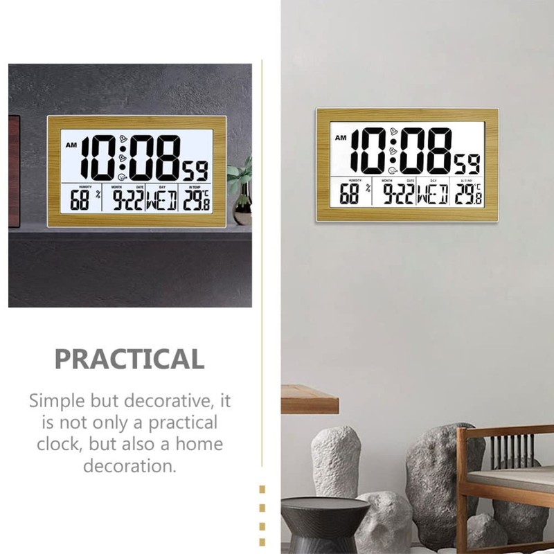 Beavorty 1pc Perpetual Calendar Desk Clock Alarm Clock Thermometer Student