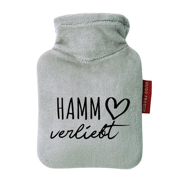 Huuraa Taschenwärmer Hamm verliebt Geschenk 0,2 Liter Grey Mini Veloursbezug