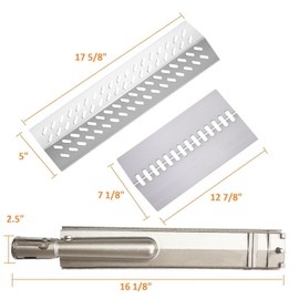 4 Pcs 16516 Stainless Steel Burners for Bull Grill Replacement Parts and 4 Pcs 16631 Flame Tamer Flavor bar with 3 Pcs 16520 Heat Plate Shield,Fits for Bull Blaze Lion, Cal Flame 4 Burner Gas Grills