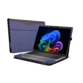 WODBAO for Dell Latitude 7455 14'' Laptop Case and Latitude 7450/7440 Drop Resistant Leather Case 2-in-1 PU Leather 14" Laptop Sleeve (Dark Blue)