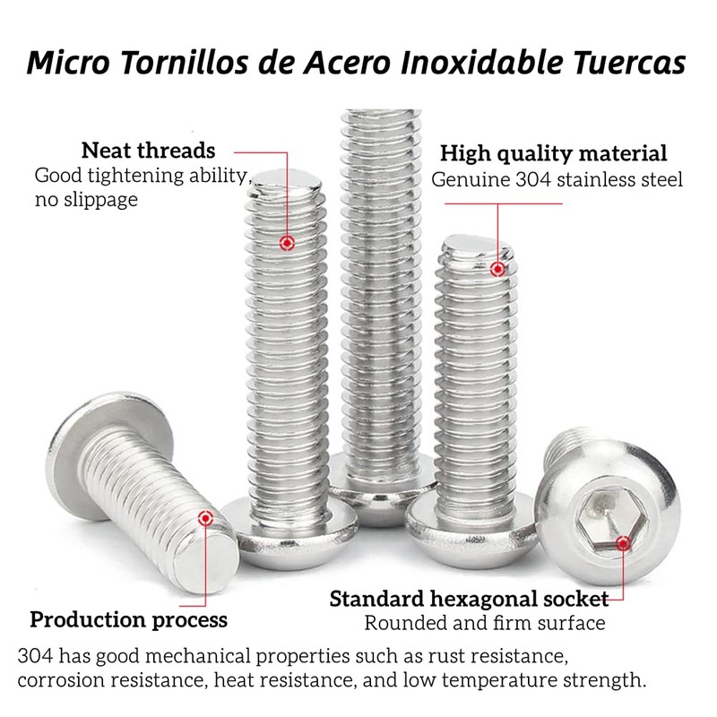 230 unids Tornillos y Tuercas Set M3 Metric Acero Inoxidable