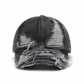 talajee Women's Trendy Distressed Washed Baseball Cap Adjustable Unstructured Dad Hat for Womens Headwear (US, Alpha, One Size, Black)