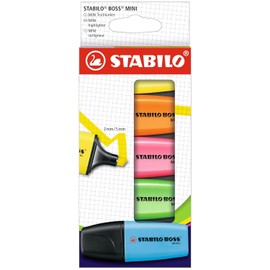 STABILO BOSS Mini resaltador, juego de 5 colores, amarillo, naranja, rosa, verde y azul
