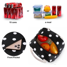 Lunch Bag for Girls Women, Reusable Insulated Lunch Tote Lunch Box for School Work Picnic (Polka Dots)