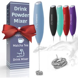 Elementi Frother Wand - Easy to Use Milk Frother Wand & Handheld Electric Stirrer for Powder Drinks, Durable & Powerful Coffee & Protein Powder Mixer Wand, Hand Frother (Pastel Blue)