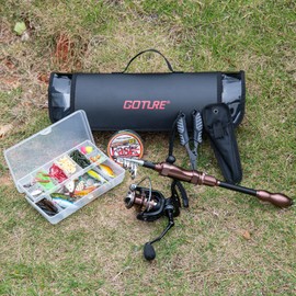 Goture Fishing Rod and Reel Combos-Telescopic Fishing Pole Spinning Reel Lures Set with Carrier Bag,Telescopic Fishing Rod Fishing Kit for Starter Travel Saltwater Freshwater Fishing Gear Gift