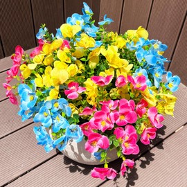 trytuny Artificial Flowers for Outdoor, Realistic Faux Plants for Outside Indoor Porch Patio Window Box Planter Home Decor (color04-16pcs)