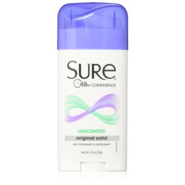 Sure Sure Original Solid Unscented, Anti-Perspirant Deodorant 2.70 oz(Pack of 5)