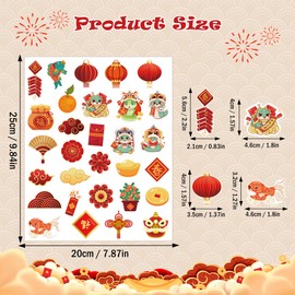 Wonmon 600 PCS Chinese New Year Stickers, Assorted Year of Snake Chinese New Year Stickers for Crafts Kids, Lunar New Year Stickers Spring Festival Gifts Cards Envelopes Party Decorations