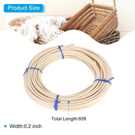 PATIKIL Runde Schilfrohr-Spline, 19,8 m, Rohr-Gurtbandrolle, Rattan-Rohrspule für DIY-Möbelkorbflechten, Weidenherstellung/Reparaturbedarf, Modellierdekoration, Aromatherapie, Holz