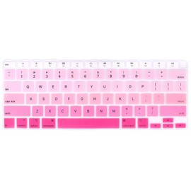 Silicone Keyboard Cover for MacBook Air 13 Inch 2022 2021 2020 Release A2179 A2337 M1 Chip with Touch Id Waterproof Magic Keyboard Cover Protector Skin,MacBook Air Accessories,Us Version,Ombre Pink
