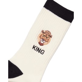 Goorin Bros. The Farm Unisex Embroidered Athletic Socks, Mighty Mane (Crème), Small/Medium