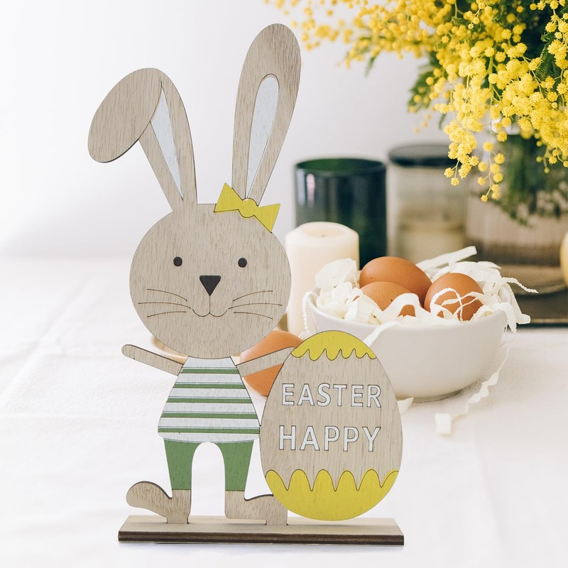 CHEERYMAGIC Easter Table Decorations, Easter Wooden Table Sign, Rabbit Bunny