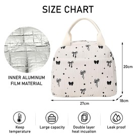 EDLMKM Insulated Lunch Bag for Women Kids, Chic Butterfly Bow Insulated Lunch Bag for Girls, Two-Meal Storage Space, for Women Her Wife Preppy Stuff