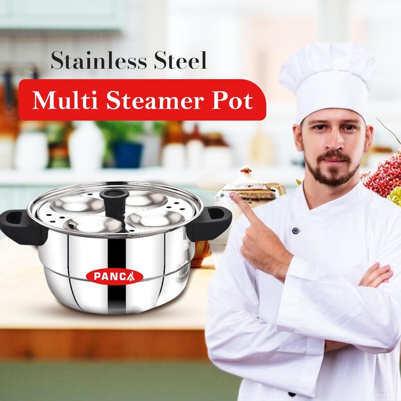 PANCA Idli Maker Stainless Steel Idli Cooker, Idli Steamer, Idly