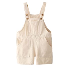 JWWN Little Girls Boys Twill Shortalls Toddler Kids Summer Bib Overall Shorts with 5-Pocket (Beige,5Years)