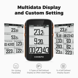 COOSPO Bicycle Computer GPS Wireless Bluetooth 5.0 & ANT+ Bicycle Computer Waterproof Bicycle Speedometer with Automatic Backlight 2.6 Inch Large LCD Display