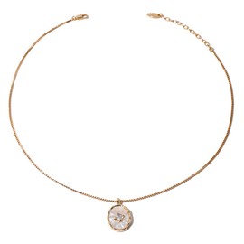 Elegant and minimalist oval mother of pearl diamond pendant necklace, collarbone chain, suitable for various holiday parties to wear-Electroplating 18K gold-gold