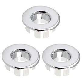 Murtenze 3Pcs Sink Overflow Ring, Sink Basin Trim Overflow Cover Copper Insert in Hole Round Caps for Kitchen Bathroom (Sliver)