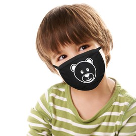 Kids Face Mask Reusable Washable Comfortable - MADE IN USA - Polyester, Spandex, Cotton Stretchy Material Fits Age 2-9 - "Bear"
